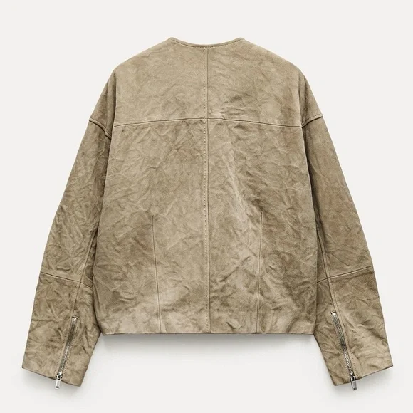 NWT ZARA 100% GENUINE SUEDE JACKET ZW COLLECTION Size S - Picture 10 of 16